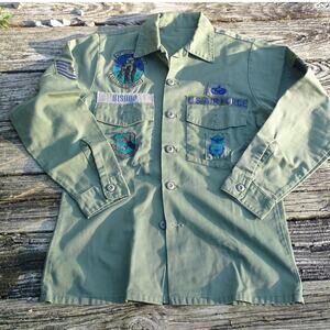 Vintage 80s US Military OG 507 Utility Shirt L USA